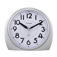 1 x RAW Customer Returns 5.5 inch Silent Analog Alarm Clock without Ticking, Gentle Wake Up, Beeps, Volume Up, Battery Powered Snooze and Light Functions, Simple Set, Silver - RRP €21.17