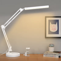 1 x RAW Customer Returns SKYLEO Desk Lamp LED Dimmable - LED Table Lamp with Clip and Base - Eye Protection LED Desk Lamp - 3 Light Modes x 10 Brightness Levels - White - RRP €41.02