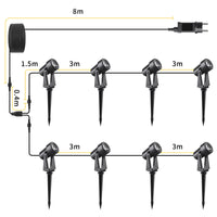 1 x RAW Customer Returns Svater LED Garden Lighting Outdoor, 28m 92ft 8-pack 2400LM 8 2W Garden Spotlight 27V COB IP65 Waterproof Spotlight Warm White with Ground Spike for Outdoor Garden Yard - RRP €75.99