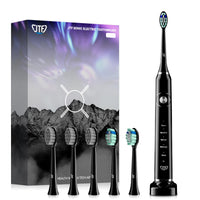 1 x RAW Customer Returns Electric Toothbrush Clean Teeth Like a Dentist Rechargeable 4 Hours Lasts for 30 Days Use 5 Optional Modes, 6 Brush Heads Black  - RRP €36.68