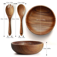 1 x RAW Customer Returns AOOSY Salad Bowl and Salad Servers Set, Acacia Wood, 9.8 Inch Wooden Salad Bowl with Wooden Serving Spoon Set, Salad, Mixing Fork and Spoon,bowl bowl kitchen utensils set - RRP €47.99