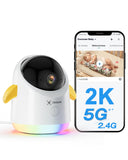 1 x RAW Customer Returns COCOCAM 2K Baby Monitor with Camera, Smart WiFi Baby Monitor with 2.4 5G, 355 Pan, 120 Tilt, Phone Monitoring App, Fun Light, AI Analysis, Cry Detection, Temperature Humidity Sensor - RRP €49.99