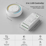 1 x RAW Customer Returns PAUTIX Single Color CCT LED Controller Kit, 2.4G RF wireless remote control, 2 in 1 LED controller dimmer for 2835 COB CCT LED strips, with white remote control, 12-24V 144W-288W without battery  - RRP €30.48