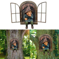 1 x RAW Customer Returns JTZXJJX Elf Out The Door Tree Hugger, Garden Statue Dwarf Resin Dwarf Figure, Hanging Garden Gnomes Tree Dwarf Decoration for Patio Lawn Ornament Women  - RRP €11.45