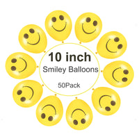 1 x Brand New Smiley Balloons 10 Inch Latex Balloons for Children Birthday Party Wedding Baby Showers Wedding Decoration Accessories Pack of 50 - RRP €19.2