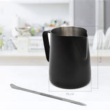 1 x RAW Customer Returns Joeji s Kitchen Stainless steel milk jug with Latte Art pen Milk frother jug with measurements in oz and ml Coffee maker milk jug 350 ml black milk heating jug for coffee Chocolate - RRP €13.37