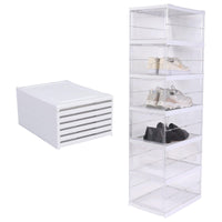 2 x Brand New BoxedHome Foldable Shoe Storage Box 6 Layers, All-in-One Shoe Organizer for Sneakers and High Heels, Clear Shoe Boxes for Shoe Storage, White - RRP €113.24