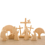 1 x RAW Customer Returns NSXIN Easter nativity scene wooden Easter scene wooden decoration set, handmade Jesus nativity scene, wooden cross Easter figure Easter decoration resurrection scenes set nativity figures made of wood for home, - RRP €14.99