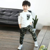 6 x Brand New LOLANTA Boys Teen White Long Sleeve T-Shirt Camouflage Pants, 2-Piece Clothing Sets for Kids, White, Label Size 110 - RRP €197.88