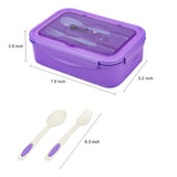 1 x RAW Customer Returns BIBURY Lunch Box, Bento Box, Lunch Box with 3 Compartments and Cutlery, Leak-Proof Lunch Box Fridge Dishwasher Safe Microwave Safe, Lunch Boxes for School Work Picnic Travel Purple  - RRP €12.1