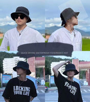 2 x Brand New Shengyuantong Foldable Fisherman Hat, Simple Fisherman Hat with Fashion Letter Embroidery, Suitable for Outdoor, Hiking, Sun Hat, Unisex. Black B  - RRP €55.2