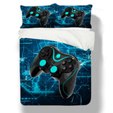 1 x RAW Customer Returns Tospass Bedding Set 135x200cm Gamepad 3D Girls Boys Children 2 Pieces Soft Blue Children s Bed Linen Microfiber Duvet Cover with Zipper 1 Pillowcase 80x80cm - RRP €29.99