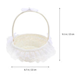 1 x RAW Customer Returns Amosfun Wedding Flower Basket Decorative Lace Wedding Flower Girl Baskets Portable Gift Basket for Wedding Ceremony Party White  - RRP €25.91