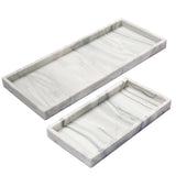 1 x RAW Customer Returns Comealltime 2pcs Marble Pattern Bathroom Trays 2 Size Soft Silicone Bathroom Decor Kitchen Tray Sink Tray White Marble - RRP €22.8