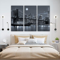 1 x RAW Customer Returns AREDE Set of 3 Wall Prints Modern Paintings Wall Decorations for Home Living Room Bedroom and Kitchen Brooklyn Bridge Black and White 90 x 60 cm Ready to hang - RRP €31.38