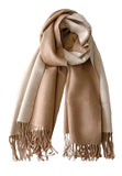 1 x RAW Customer Returns CLELLA Women s Warm Autumn Double Sided Cotton Scarf with Tassels Soft Large Blanket Scarf Reusable Brown Beige  - RRP €40.13