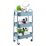 1 x RAW Customer Returns Kitchen Cart Storage Cart 3-Tier Metal Serving Cart with Wheels for Kitchen Makeup Bathroom Office, Grey-Blue - RRP €46.07