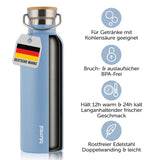 1 x RAW Customer Returns Blumtal Thermos bottle 1L - double-walled stainless steel drinking bottle 1L - insulated bottle 1L BPA free - stainless steel drinking bottle 1L - tea bottle - thermo drinking bottle - sports bottle 1000ml - Grey Blue - RRP €23.18