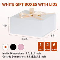 1 x Brand New Gift Box with Lid for Gifts, Small Gift Boxes with Bow, Greeting Cards Double Door Design, Christmas Gift Box Gift Box for Birthday Packaging S 21x20x10cm -2Pack, White  - RRP €15.12