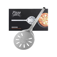 1 x RAW Customer Returns Honsdom pizza peel 8 inch pizza turner, round perforated pizza shovel made of hard anodized aluminum, removable 40 cm metal handle for pizza oven - RRP €23.85