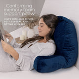 1 x RAW Customer Returns Milliard back cushion, reading cushion support cushion with shredded memory foam filling - ideal as back support when reading or playing video games navy blue  - RRP €44.26