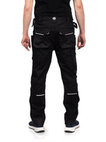 1 x RAW Customer Returns DINOZAVR Flex Stretch Cargo Style Work Pants for Men - Durable, with Multifunctional Knee Pad Pockets and Reflective Strips - Black - EU52 - RRP €39.28