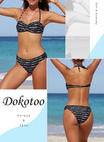 1 x RAW Customer Returns Dokotoo Bandeau Bikini Women s Push Up Two-Piece Swimsuit Swimwear Bikini Set, 03-Black, S - RRP €39.99