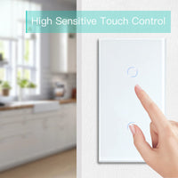 1 x RAW Customer Returns BSEED Touch Light Switch 1 Gang 1 Way with 1 Gang 1 Way Wall Switch with Glass Panel 3-500W Touch Sensor EU Standard Wall Light Switch 157mm - white - RRP €22.14