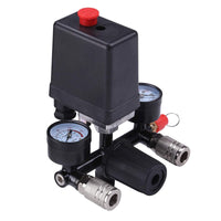 1 x RAW Customer Returns 230V Pressure Regulator, Air Compressor with Pressure Switch and 2 Measuring Indicators, Air Compressor Control Valve, 1 2 External Thread - RRP €27.99