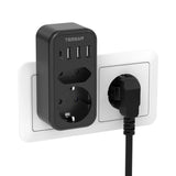 1 x RAW Customer Returns Double plug for socket, TESSAN socket USB C multiple socket, socket adapter 2-way with 4 USB power plugs, multiple plug for socket and USB C adapter compatible for phone, black - RRP €24.5