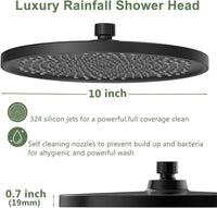 1 x RAW Customer Returns 10 Inch Rain Shower Head Rain Shower Watersaving YUANNY Overhead Shower with 324 Anti-Limescale Nozzles Adjustable Built-in Shower Heads Bathroom Large Overhead Shower Round Diameter 26 cm Black - RRP €25.82