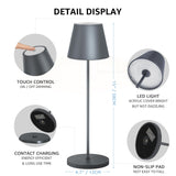 1 x RAW Customer Returns Postlucky Table Lamp Wireless Dimmable Touch LED Table Lamp Outdoor Rechargeable Table Lamp Battery with USB Charging Station IP54 Waterproof Metal LED Battery Table Lamp Wireless for Indoor Outdoor Gray  - RRP €41.99