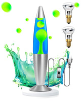 1 x RAW Customer Returns DoRight Lava Lamp 13.5 Inch Retro Rocket, Green Wax Blue Water Decorative Lava Lamps, 1.85M Wires, EU Plug with 2x25W R39 E14 Lava Lamp Bulb for Kids Adults Gift AC220-240V - RRP €30.24