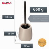 1 x RAW Customer Returns KADAX toilet brush and container, toilet brush with longer handle, ceramic toilet brush 12 x 36 cm, toilet set for a clean toilet, Pastello series beige  - RRP €20.16