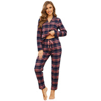 1 x RAW Customer Returns Mnemo Home Women s Pajamas Long Flannel Pyjamas Women 100 Cotton Flannel Blue Powder with Gold Wire, L  - RRP €33.6