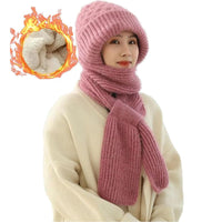 11 x RAW Customer Returns Integrated Ear Protection Windproof Cap Scarf, Integrated Ear Protection Windproof Hat Scarf, Integrated Ear Protection Windproof Cap Scarf Plus Velvet Thick Winter Knitted Hat Winter Warm Pink  - RRP €99.66