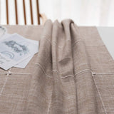 1 x RAW Customer Returns Plenmor Cotton Linen Tablecloth for Square Tables Solid Grid Embroidery Table Cover for Kitchen Dining Table Decoration 135x135cm, Khaki  - RRP €23.18