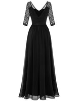 1 x RAW Customer Returns DRESSTELLS women s ball gowns long chiffon evening dresses long V neck bridesmaid dress long black XL - RRP €64.99