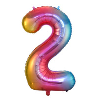 2 x Brand New Balloon 2nd Birthday Number 2 Rainbow XXL Giant Foil Balloon 100cm Boys Girls Birthday Decoration Balloon Number Decoration for Birthday Rainbow, Number 2  - RRP €38.4