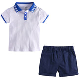 1 x Brand New amropi Newborn Baby Boy Short Sleeves Summer Set Striped Shirts and Shorts Sports Outfits Navy White, 6-12 Months  - RRP €29.81