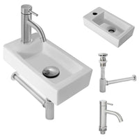 1 x RAW Customer Returns small countertop washbasin, wall-mounted or countertop washbasin, guest toilet small mini hand washbasin, 370 185 90mm, right mini hand washbasin - RRP €45.97