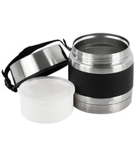 1 x RAW Customer Returns family Stainless Steel Food Thermos, Insulated Container for Solids and Liquids with Inner Containers for Soups, Sauces or Salads Black, 0.75L  - RRP €22.99