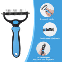 1 x Brand New Undercoat brush for long-haired cats, dog brush double-sided with fur comb, stainless steel for small to large dog brushes undercoat, effortlessly removes matting and knots blue  - RRP €10.07