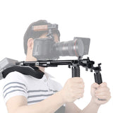 1 x RAW Customer Returns NICEYRIG Camera Shoulder Rig Basic, shoulder pad 15mm for mirrorless DSLR cameras, stable video recordings, shoulder rig with universal base plate, aluminum alloy, 15mm rod, handle set - RRP €116.97