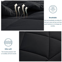 1 x RAW Customer Returns WAVVE duvet 240x260 cm all year round duvet 4 seasons, quilt 300gsm microfiber 260x240, super soft blanket sleeping blanket breathable 240 x 260 black - RRP €49.99