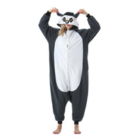 1 x RAW Customer Returns AKAAYUKO Women Men Carnival Costume Pajamas Christmas Animal Onesie Halloween Jumpsuit Pajamas Fancy Dress Night Suit Ring-Tailed Lemur - RRP €24.0