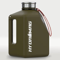 1 x RAW Customer Returns HYDROMAG drinking bottle 2.7 l - XL water bottle ideal for sports, fitness, yoga outdoor including magnetic cell phone holder, BPA-free, leak-proof robust army green  - RRP €30.24