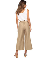 1 x RAW Customer Returns FANCYINN Women s 2 Piece Crop Pants Set with Wide Leg Wide Strap V-Neck Tank High Waist Cropped Paper Bag Pants with Belt Khaki L - RRP €34.24