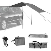 1 x RAW Customer Returns Car Awning Rear Awning 300x200cm, Car Awning, Tailgate Awning, Camper Awning, Motorhome Tarp, for Caravan, Car, SUV, Camping Grey  - RRP €39.31