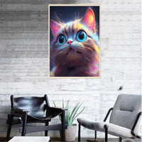 6 x Brand New Diamond Art Painting Kit, Diamond Painting Picture Set, Rhinestone Embroidery Diamond Painting for Adults, Kids, Home, Wall Decor 40x30cm - Colorful Cat - RRP €136.8